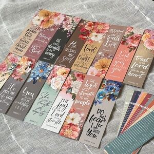 Bible Verse Bookmark Set of 25 w/ 10 Bible Emergency Numbers & 15 Verse Cards